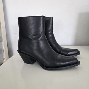 Zara Cowboy Ankle Boots Black
